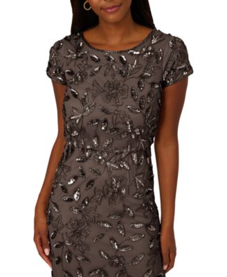 Women's Boat-Neck Blouson Beaded Gown