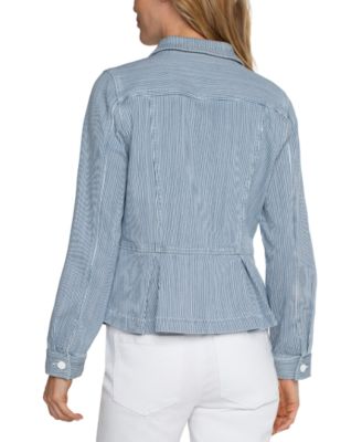 Petite Striped Peplum-Hem Jacket
