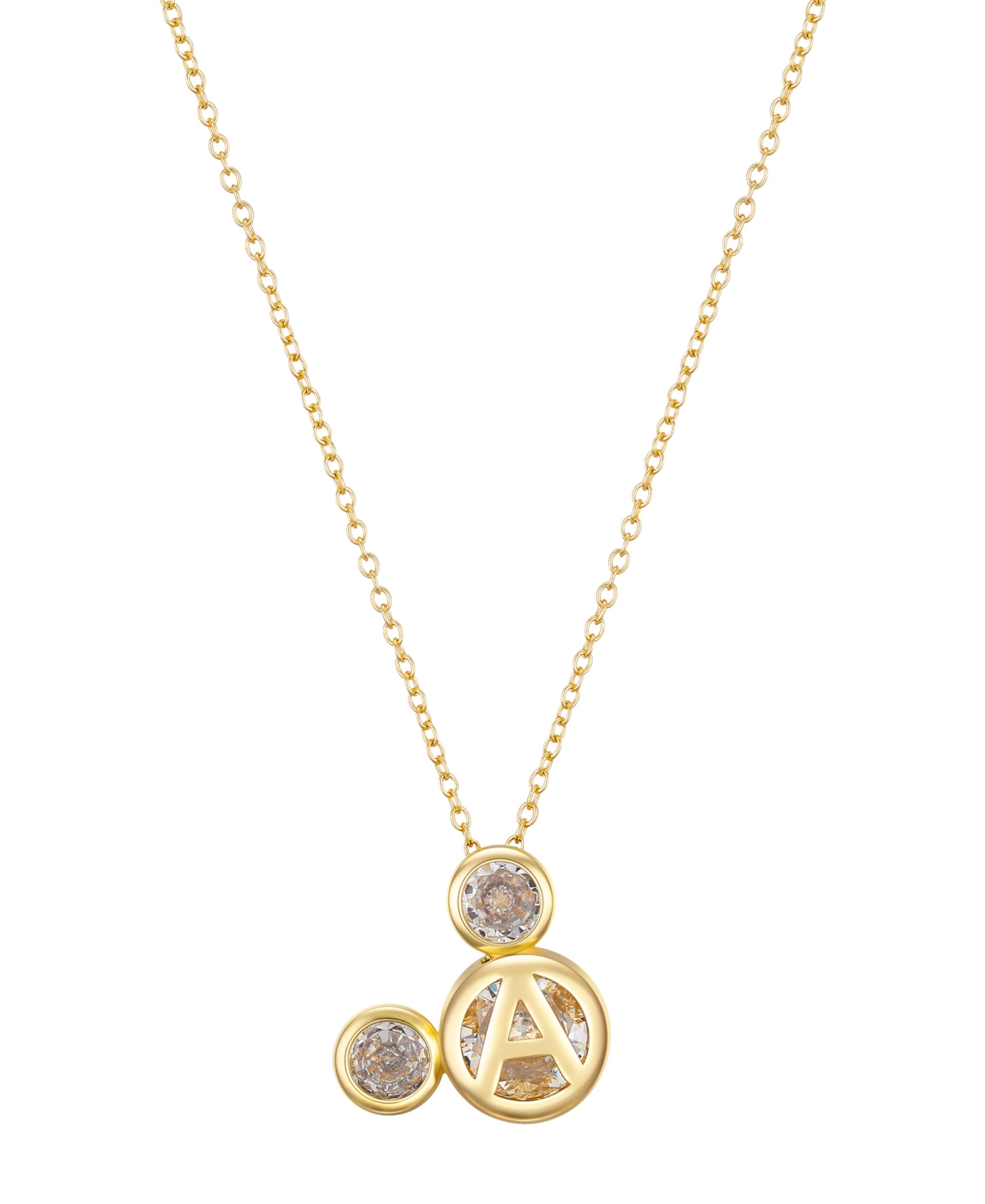 Cubic Zirconia Mickey Mouse Dream Initial Pendant Necklace - Gold-S