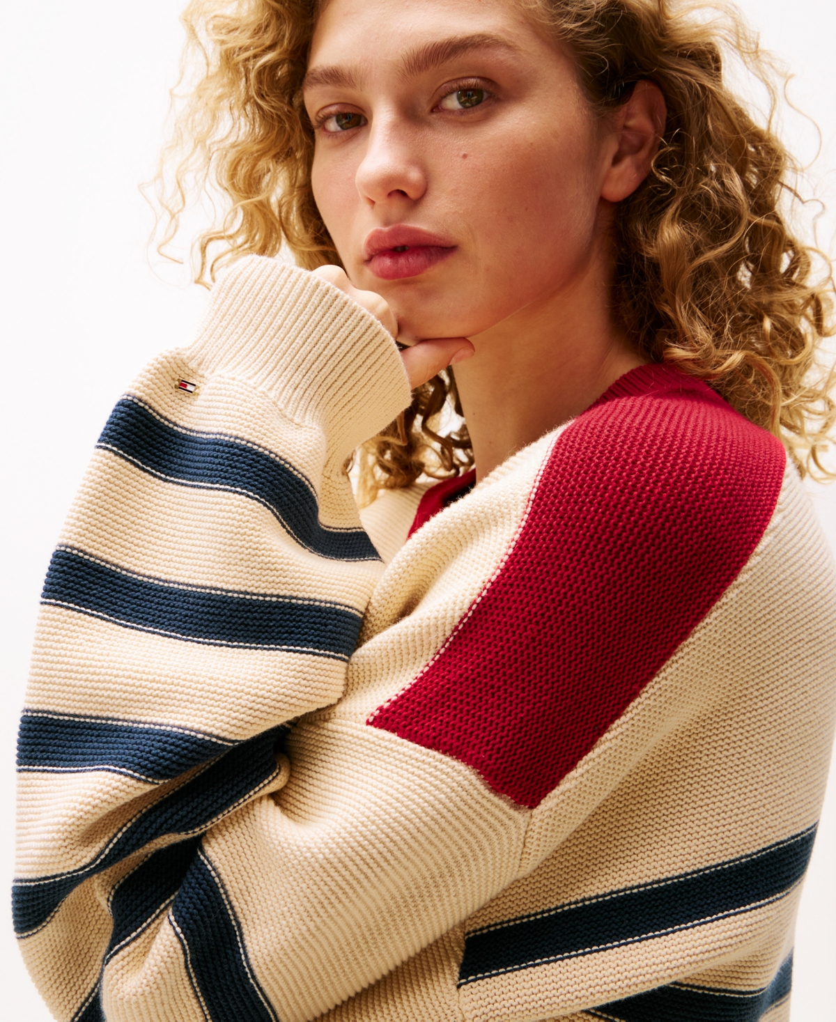 Tommy Hilfiger Pull Ample À Rayures In Country Ivory Stripe