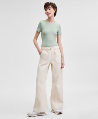 And Now This - Petite Utility Pocket Wide-Leg Pants