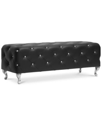 Furniture - Arabella Crystal Tufted Faux Leather Bench