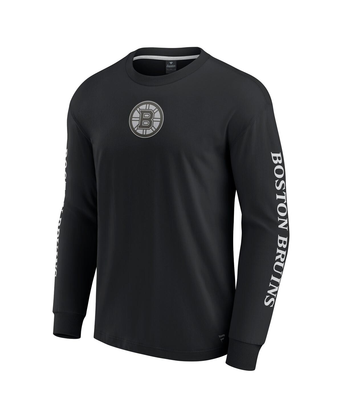 Fanatics Men's Black Boston Bruins Elements Strive Long Sleeve T-shirt In Black,gray