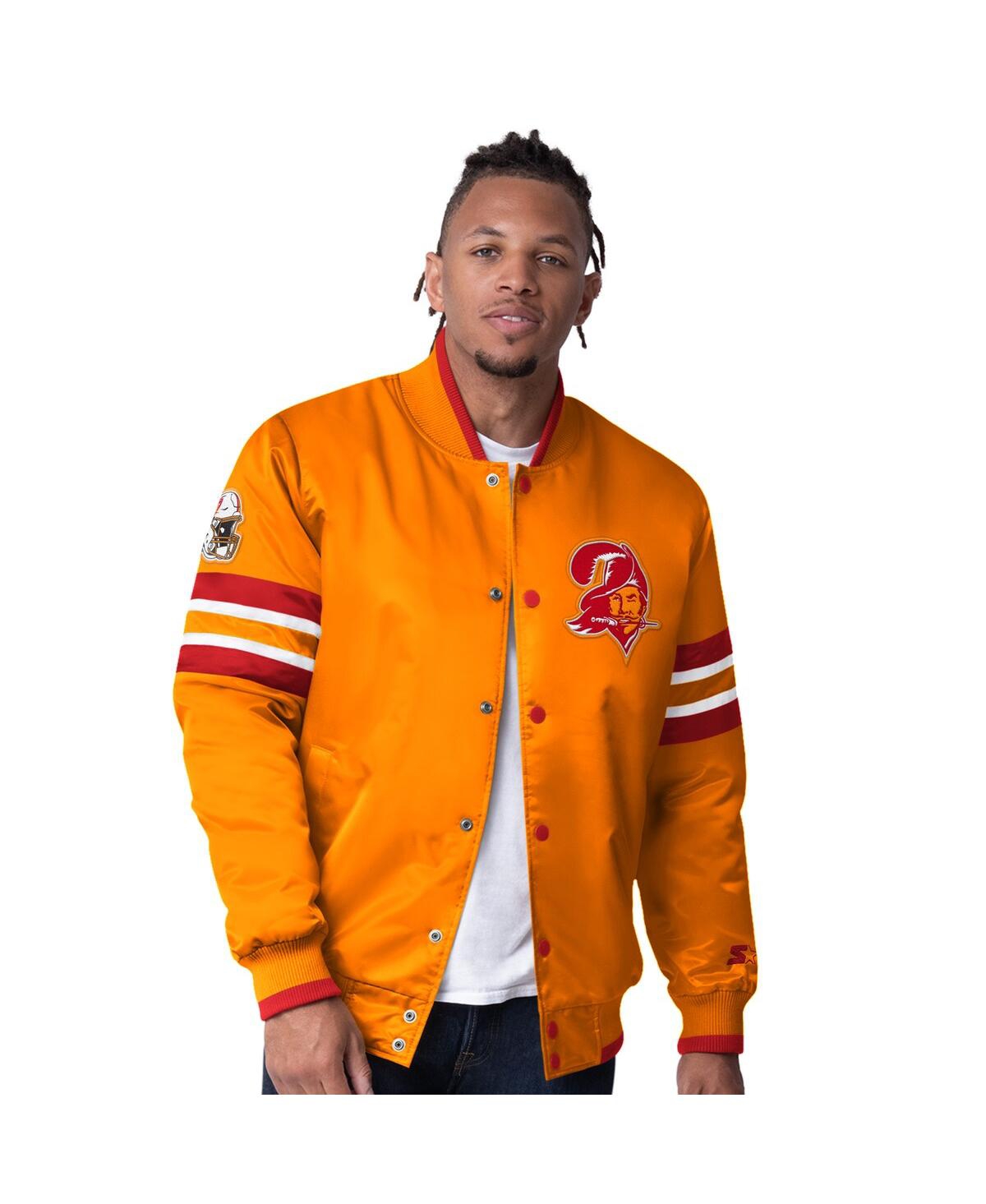 Starter Orange Tampa Bay Buccaneers Vintage Logo Scout I Full-snap Varsity Jacket In Orange,red