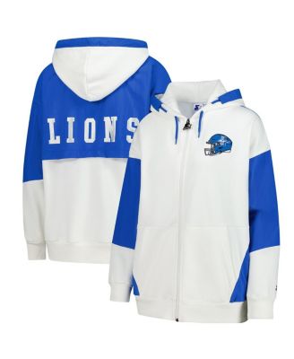 Starter - Women's White Detroit Lions Scrimmage Full-Zip Hoodie
