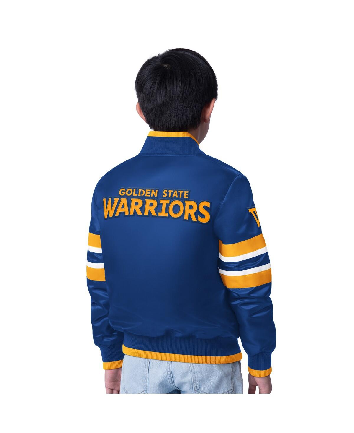 Starter Big Boys And Girls Royal Golden State Warriors Scout Varsity Full-snap Jacket In Royal