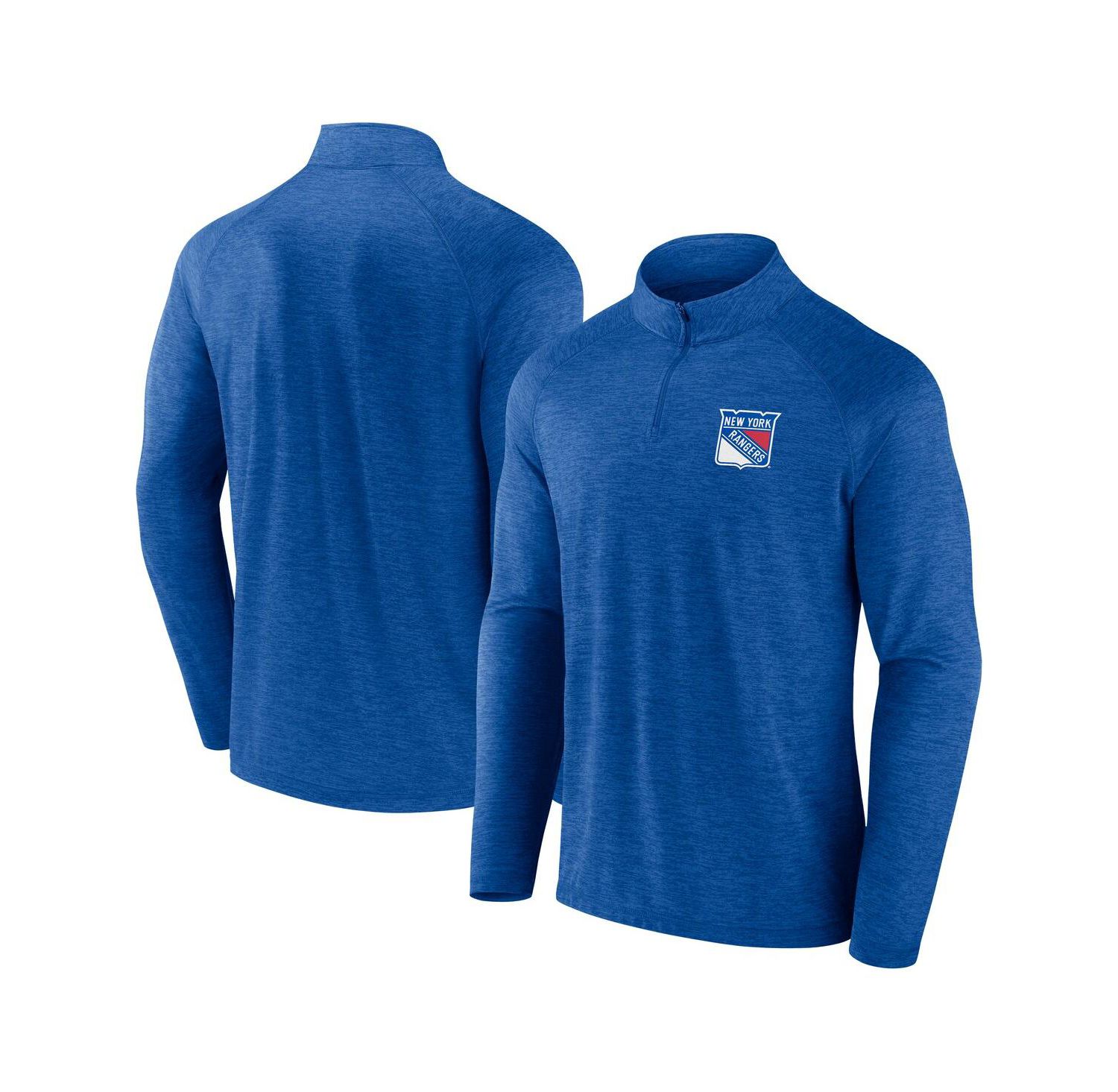 Men's Blue New York Rangers Head-to-Head Raglan Quarter-Zip Top