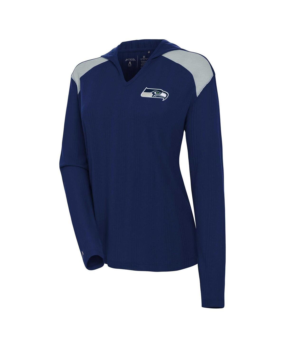 Women's College Navy Seattle Seahawks Opulent Long Sleeve Hoodie T-Shirt - College Navy, Gray