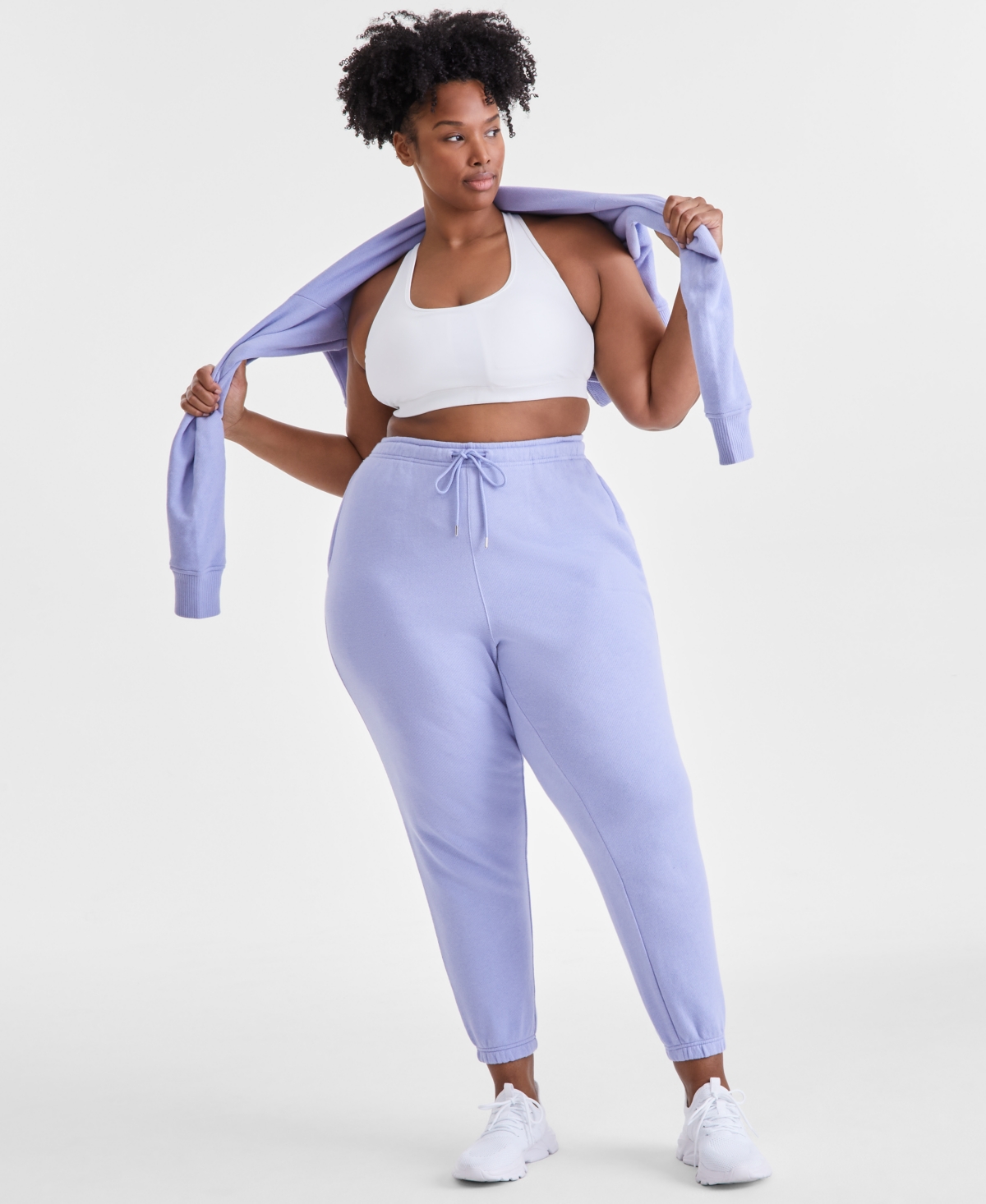 Id Ideology Plus Size Soft-touch Knit Ankle Joggers, Exclusively At Macy's In Thistle Down