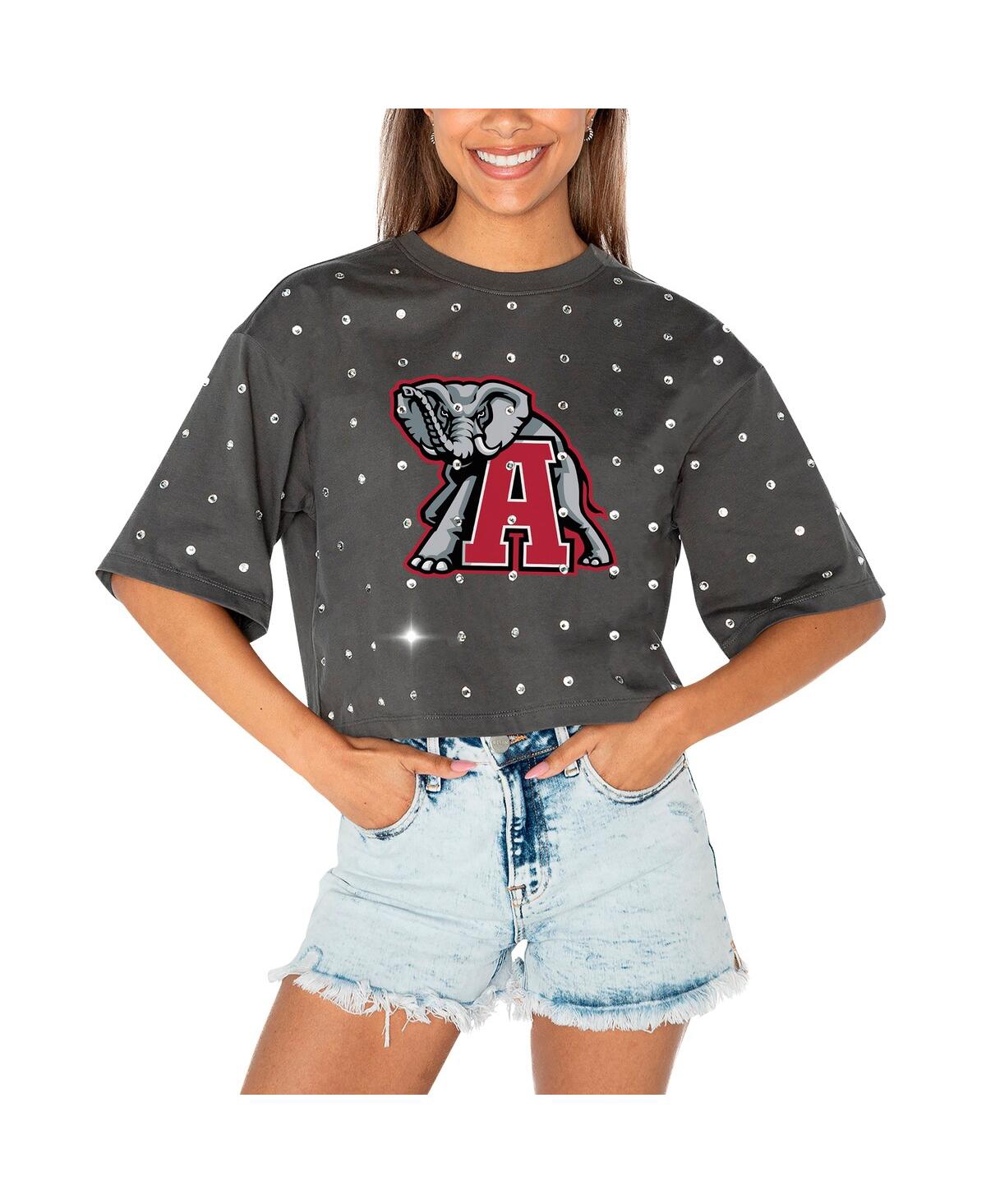 Shop Gameday Couture Women's Gray Alabama Crimson Tide Go Time Rhinestone Crop T-shirt