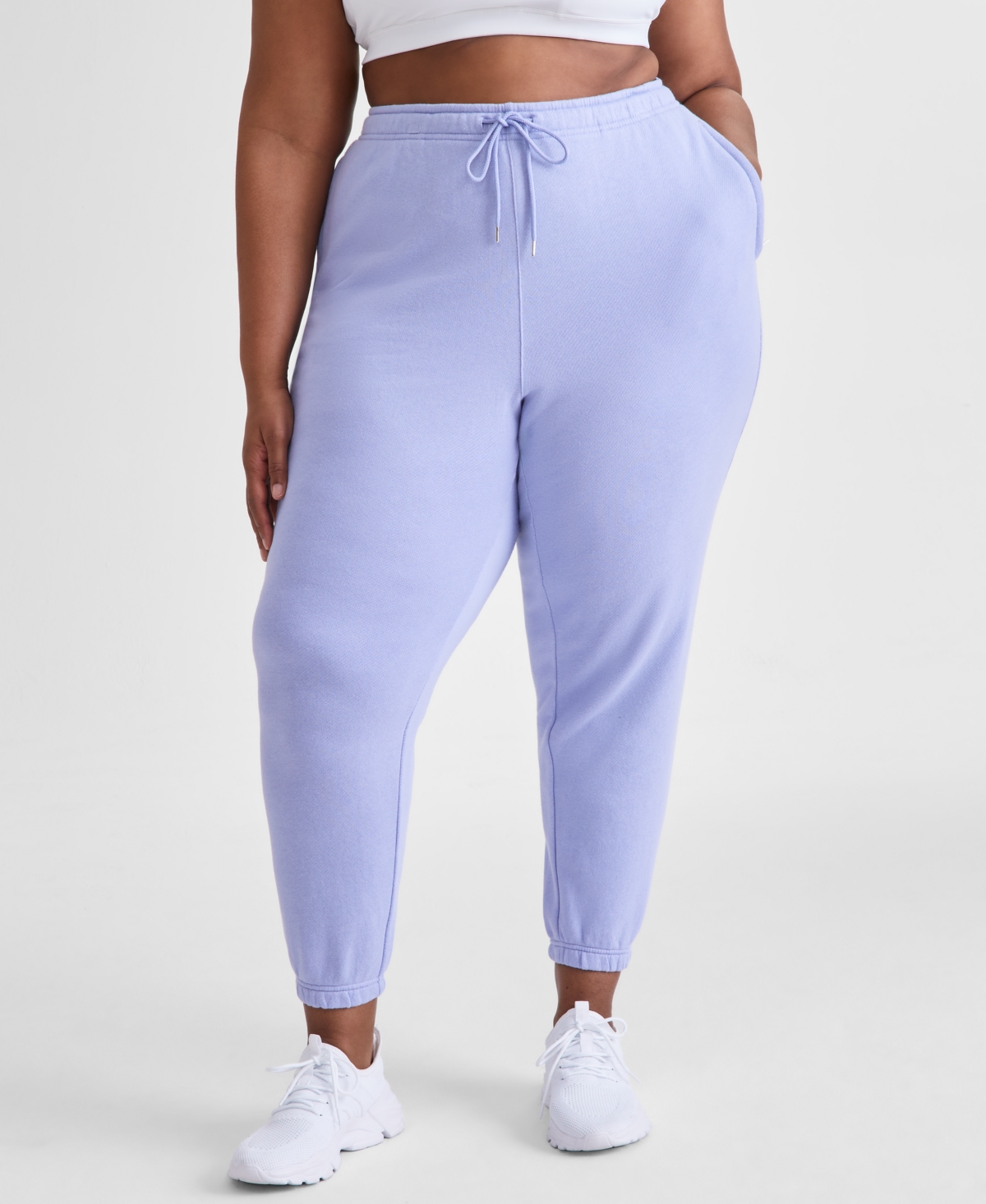 Id Ideology Plus Size Soft-touch Knit Ankle Joggers, Exclusively At Macy's In Thistle Down