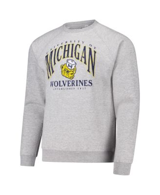 Men's Heather Gray Michigan Wolverines Tall Arch Essential 2.0 Pullover Sweatshirt
