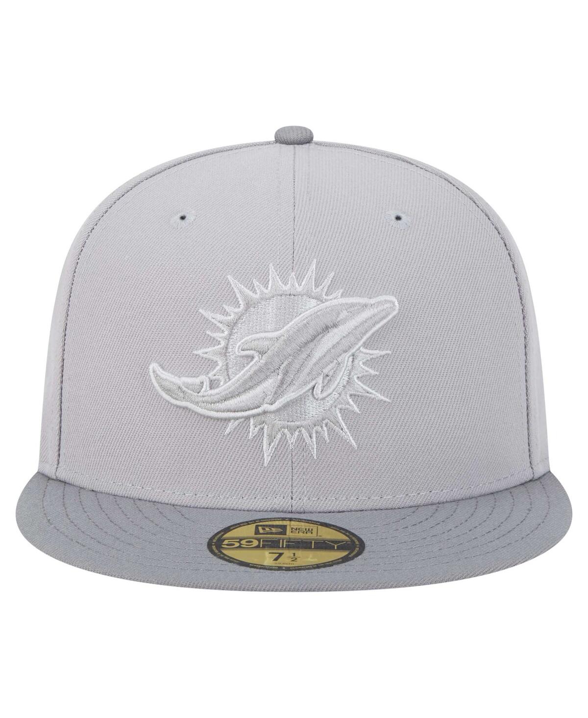 New Era Men's Gray/Graphite Miami Dolphins Iron Cloud 59FIFTY Fitted Hat