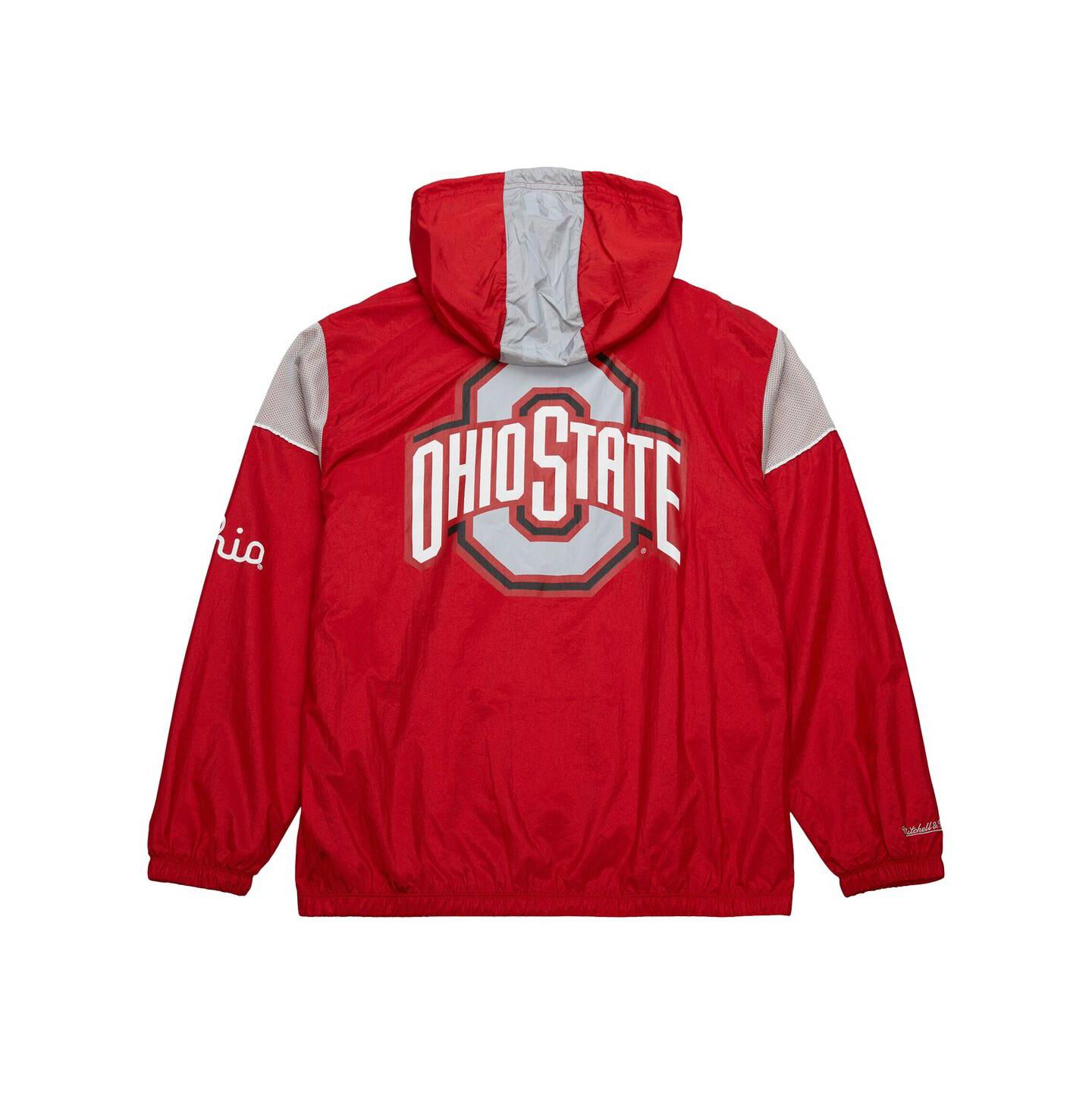 Мужское худи Mitchell & Ness Scarlet Ohio State Buckeyes Team 3.0 Anorak Half-Zip — фото 4