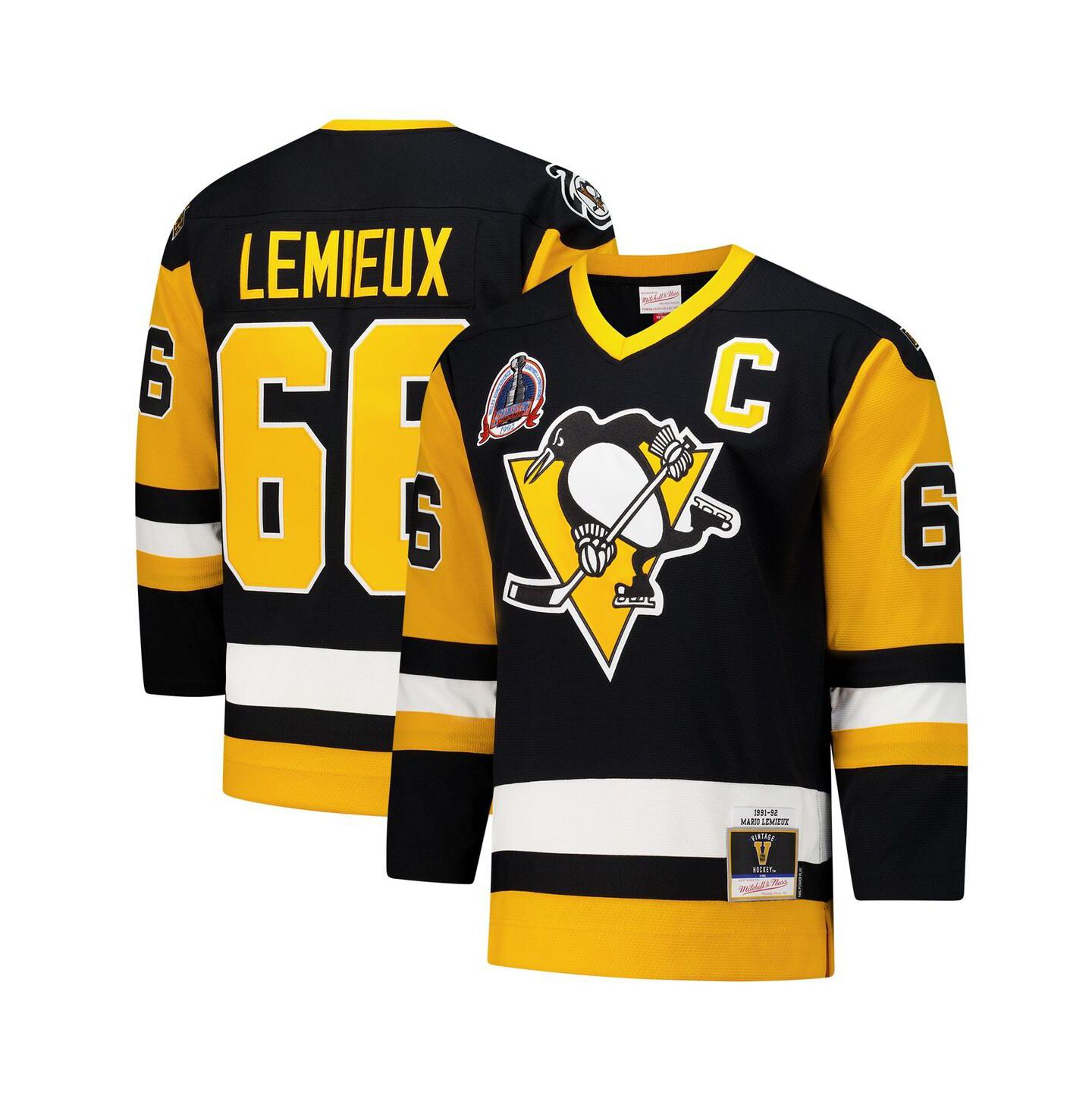 Мужской топ Mitchell & Ness Mario Lemieux Black Pittsburgh Penguins 1991-92 Power Play Jersey — фото 1