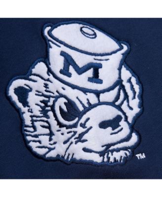 Men's Navy Michigan Wolverines Chain stich Fleece Pullover Hoodie