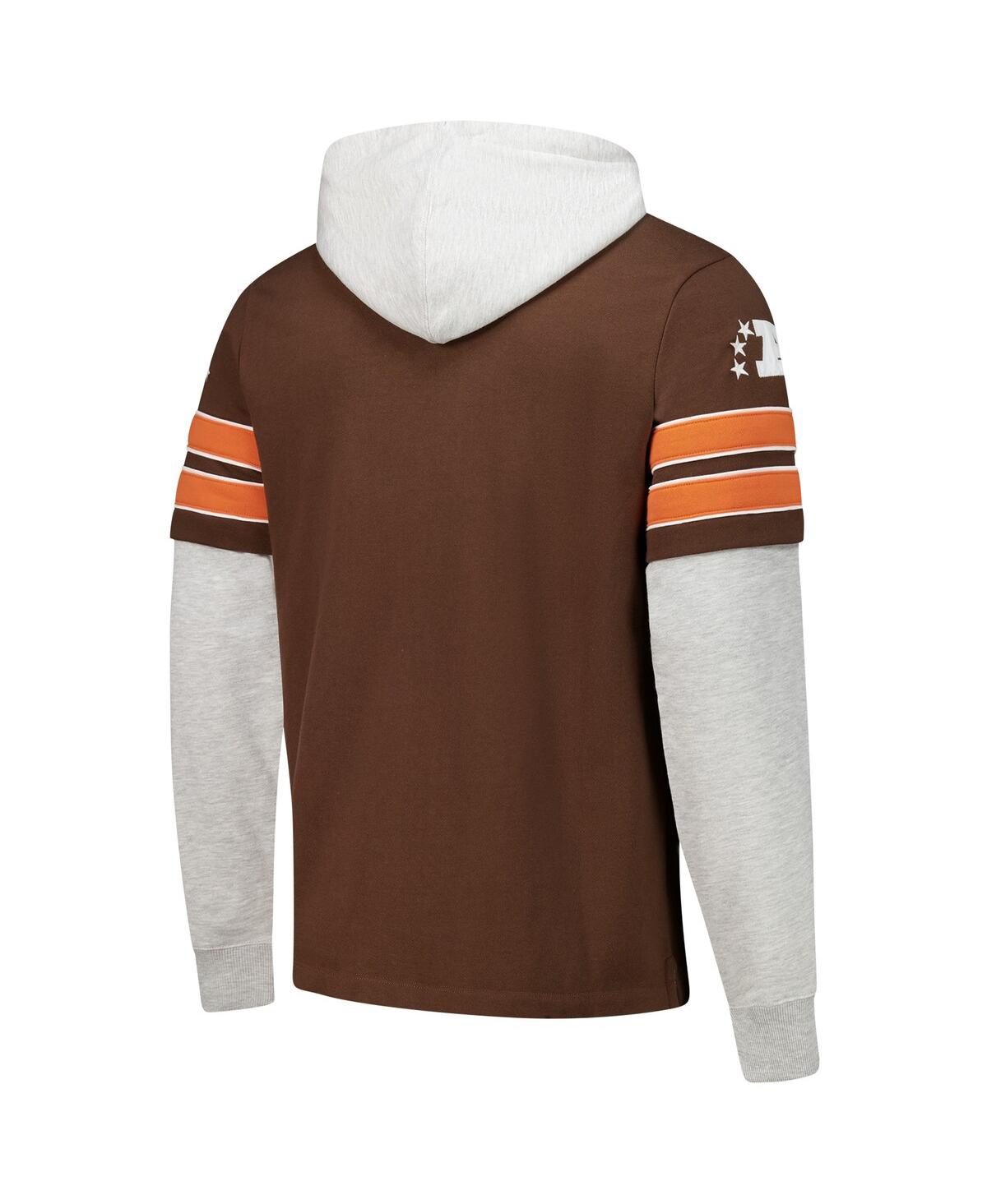 47 Brand Men's Brown Cleveland Browns Throwback Double Header Blitz Cornerback Pullover Hoodie In Brown