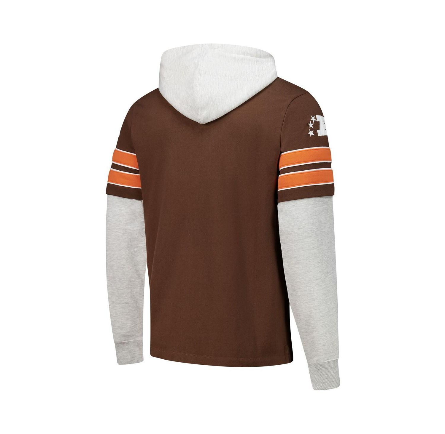 Men's Brown Cleveland Browns Throwback Double Header Blitz Cornerback Pullover Hoodie