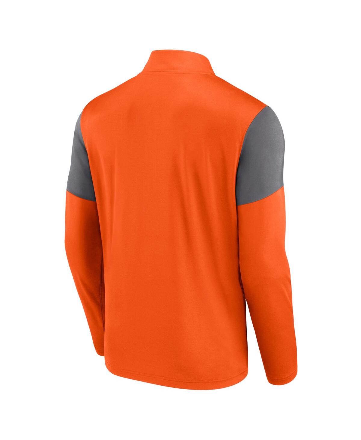 Fanatics Men's Orange/gray Philadelphia Flyers Logo Quarter-zip Top In Orange,gray
