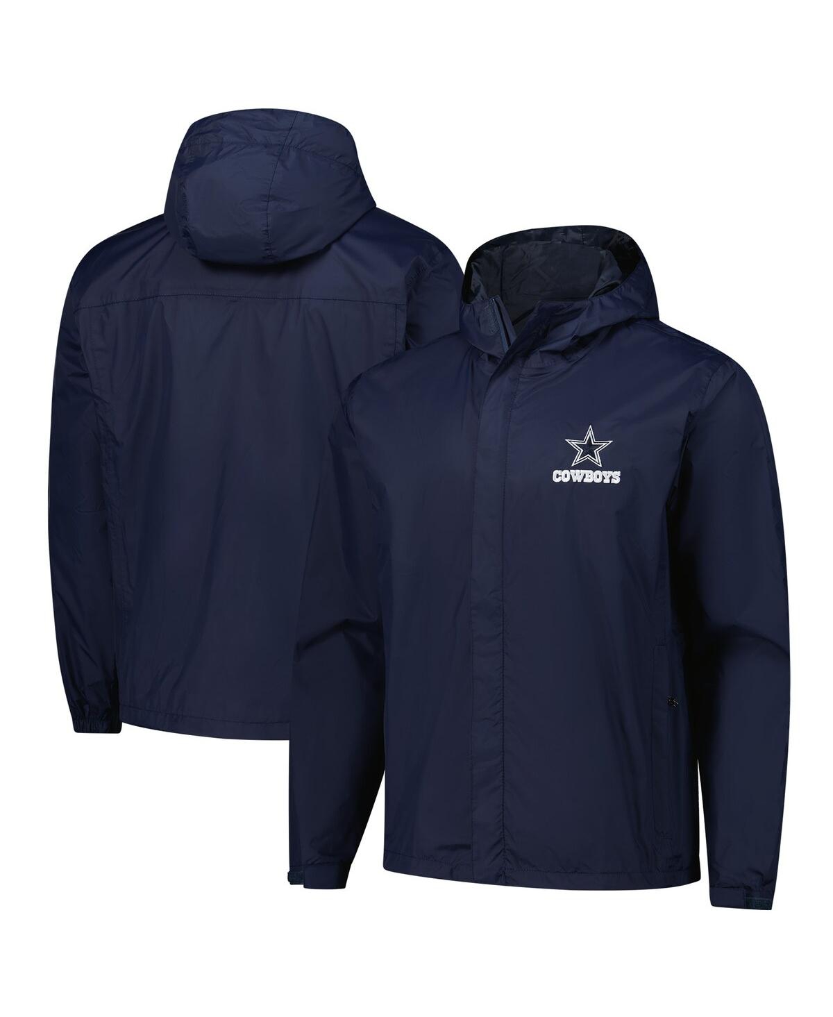 DUNBROOKE MEN'S NAVY DALLAS COWBOYS TROPIC WATERPROOF PACKABLE FULL-ZIP HOODIE JACKET 