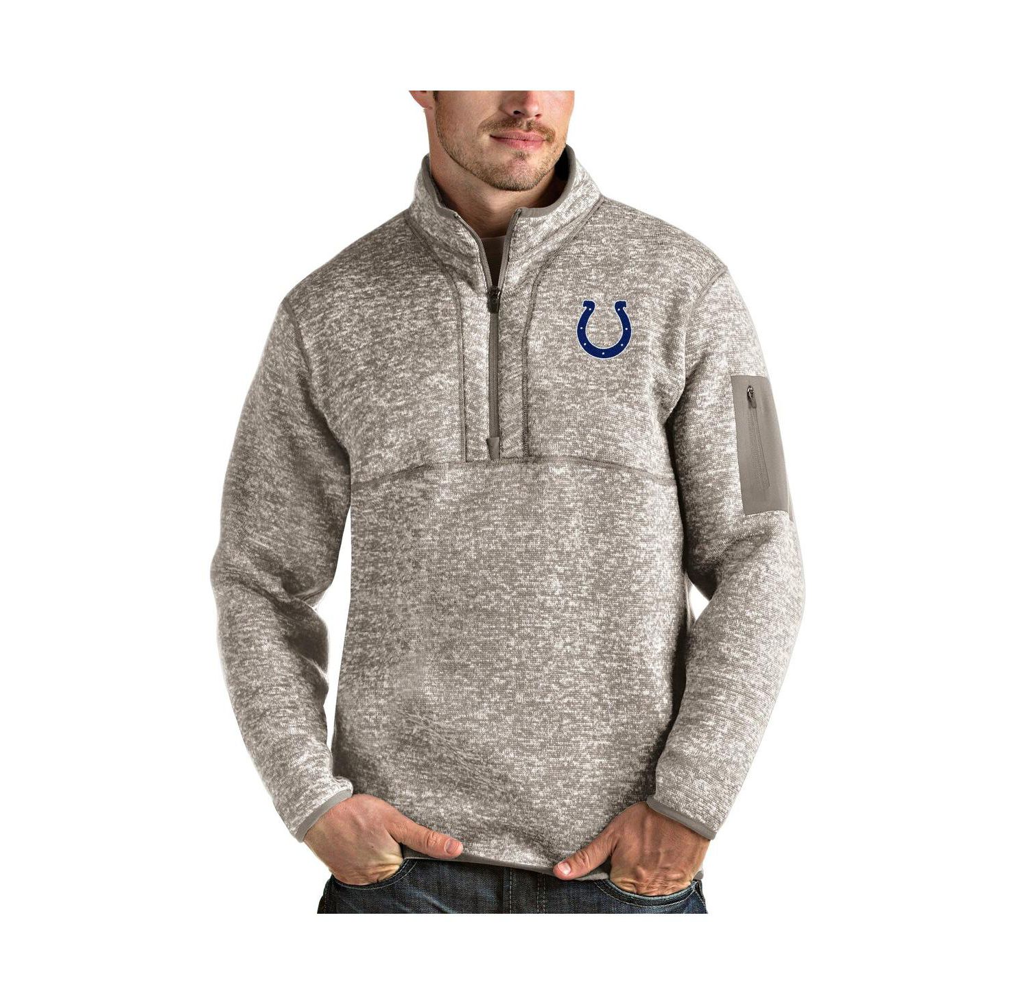 Men's Oatmeal Indianapolis Colts Fortune Quarter-Zip Pullover Jacket