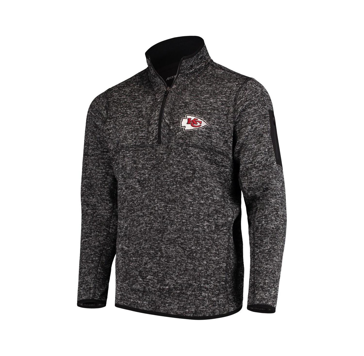 Men's Heather Black Kansas City Chiefs Fortune Quarter-Zip Pullover Jacket