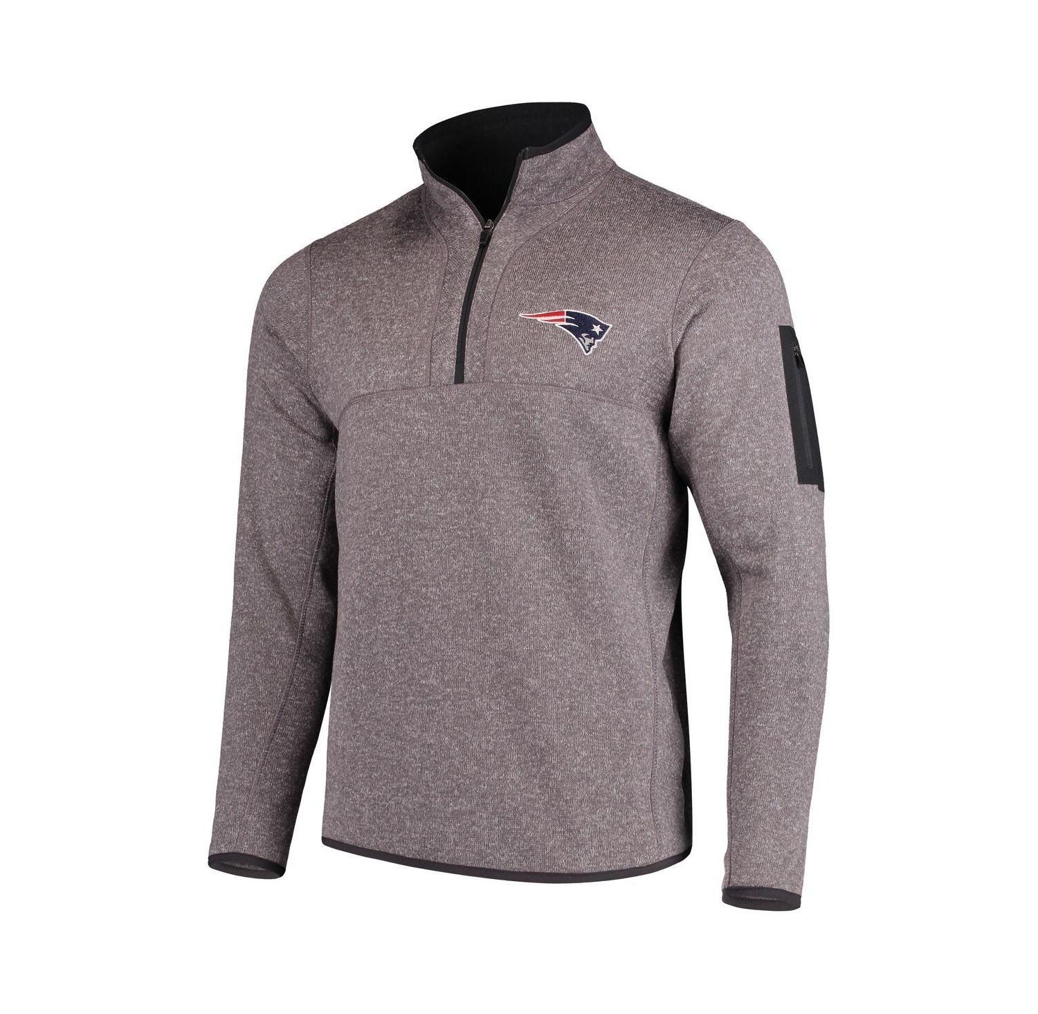 Men's Charcoal New England Patriots Fortune Quarter-Zip Pullover Jacket