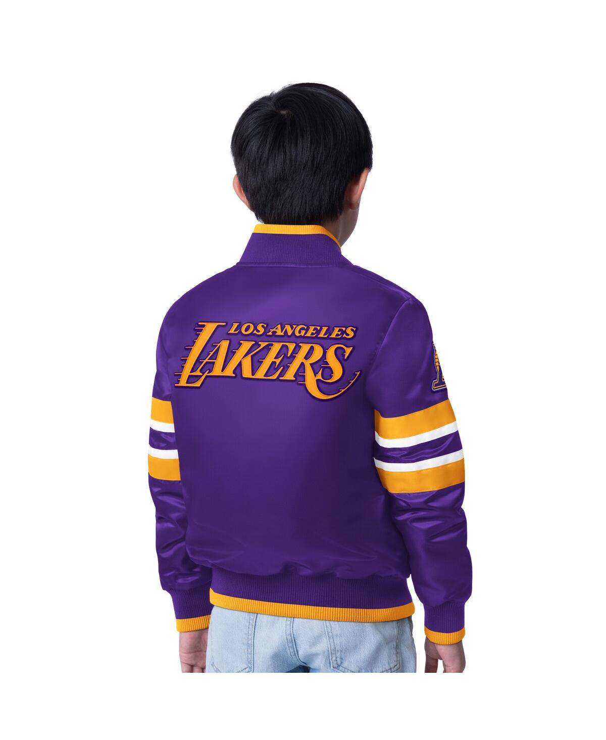 Starter Youth  Purple Los Angeles Lakers Scout Varsity Full-snap Jacket In Purple