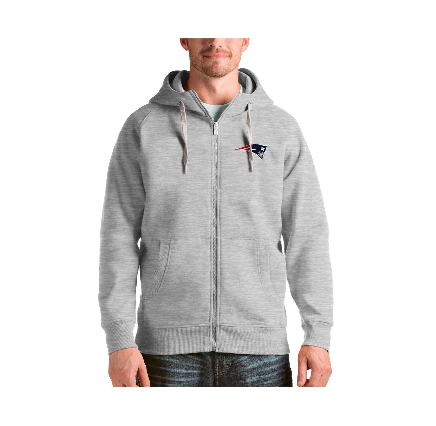 Men's Heather Gray New England Patriots Victory Full-Zip Hoodie