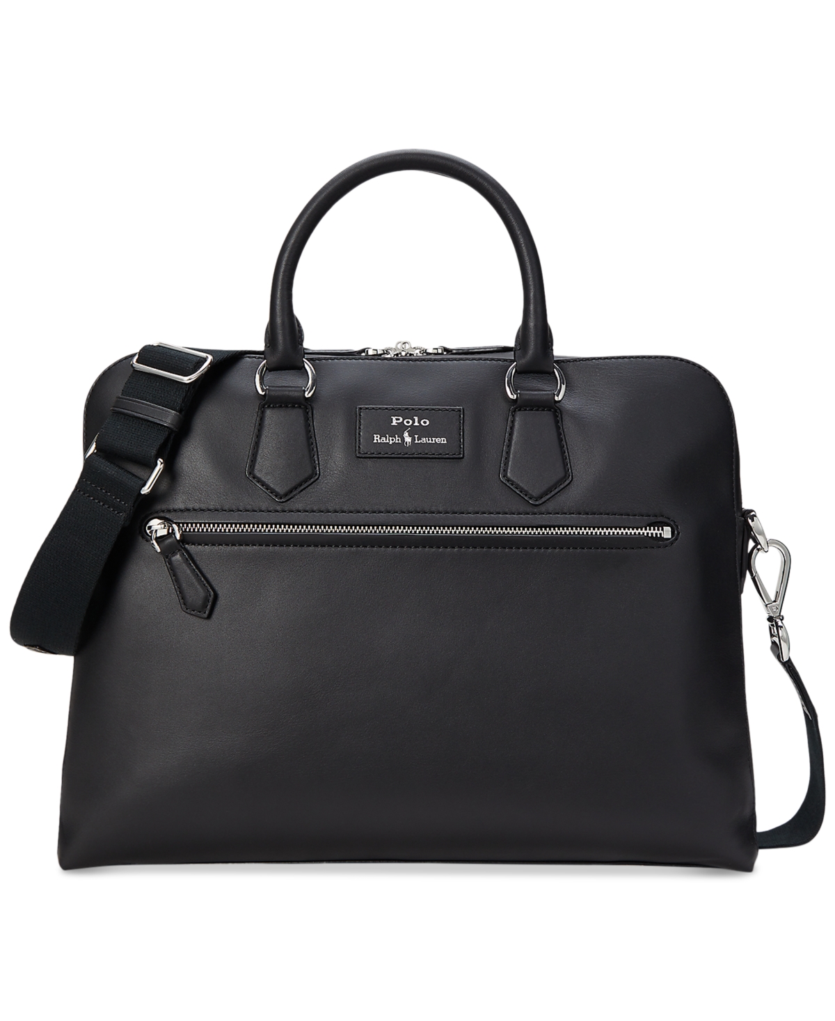 Men's Smooth Leather Commuter Bag - Black