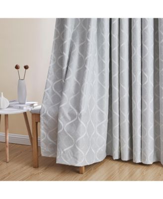 Versailles Lattice Flocked 100% Complete Blackout Thermal Insulated Window Curtain Grommet Panels, Energy Savings & Soundproof - Set of 2