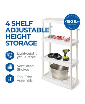 4 Shelf Adjustable Height Ventilated Medium Duty Storage, White