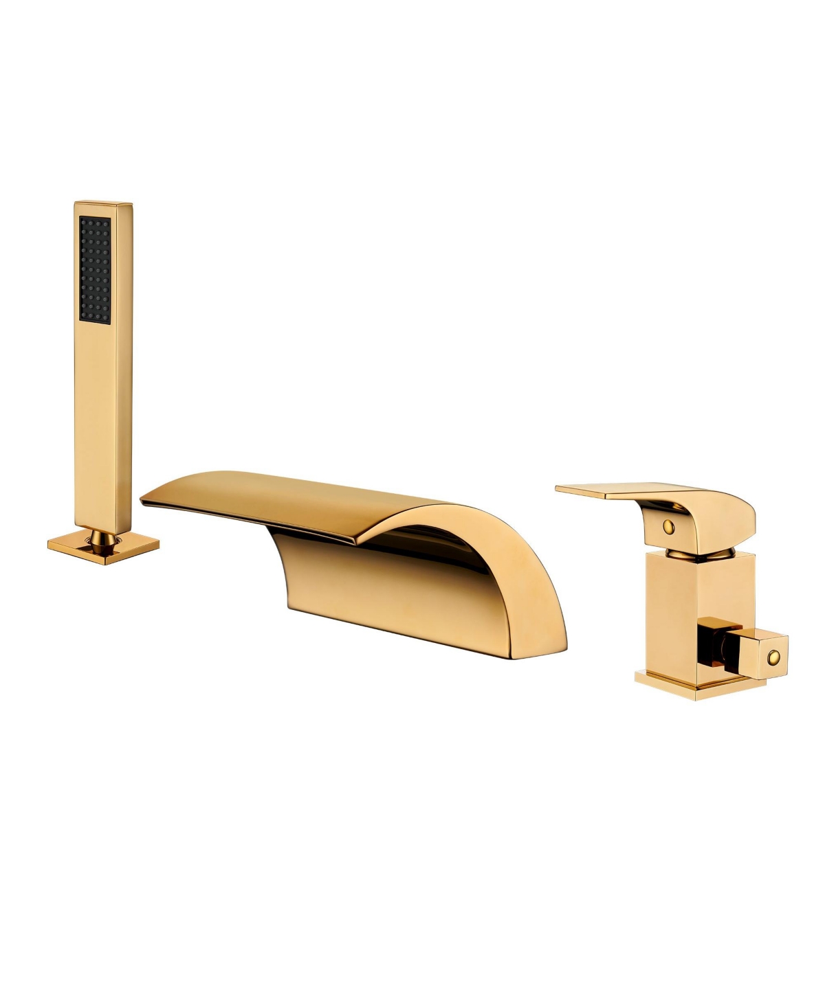 Dual-Function Bathtub Faucet Set with Handheld Shower Head Brass Tub Spout Waterfall Bathtub Shower Faucet, Brushed Gold - Gold