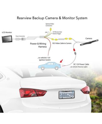 Car Backup Camera & Monitor Display Kit, 7'' Screen, Night Vision, Waterproof