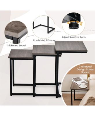 3 Pieces Multifunctional End Table Set