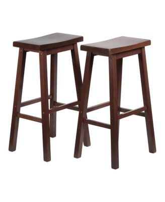 Classic Saddle Seat 29" Tall Kitchen Counter Stools, Walnut (Set of 4)