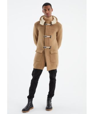 Men's Men s Long Hooded Knit Coat-Style Cardigan with Toggle Closure