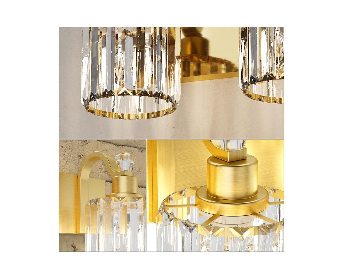 gaomon Modern Crystal Bathroom Vanity Lights Gold Bathroom Light Fixtures Crystal Vanity Shower Lights Over Mirror, Mirror Glass Crystal Bathroom Vani