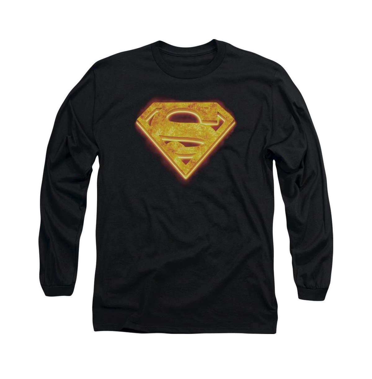 Men's Hot Steel Shield Long Sleeve Adult Tee / T-Shirt - Black
