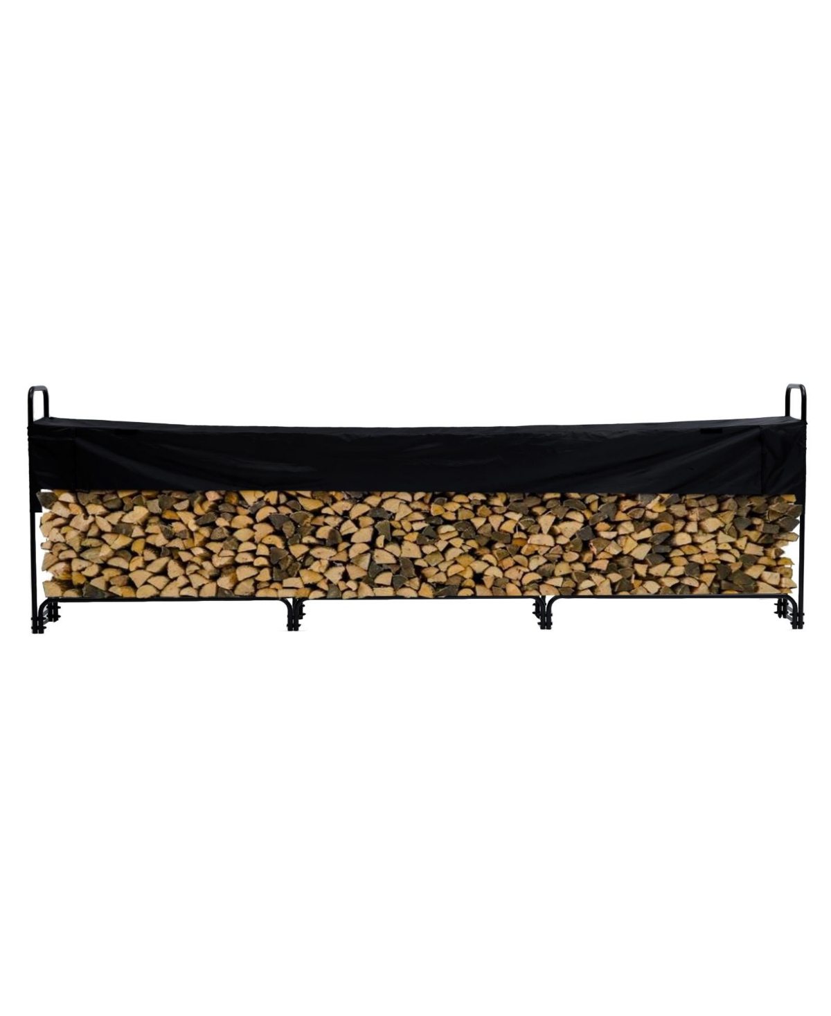 Firewood Rack Outdoor with Cover, Heavy Duty Steel 3/4 Cord Logs Stacker Holder, Firewood Storage Stand for Indoor Fireplace - Black