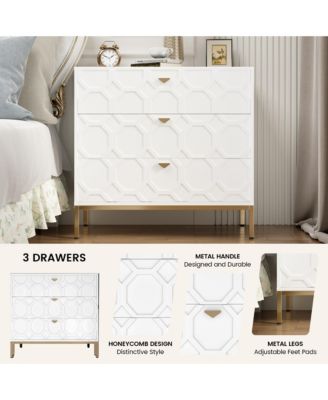 Wooden 3-Drawer Storage Cabinet Table