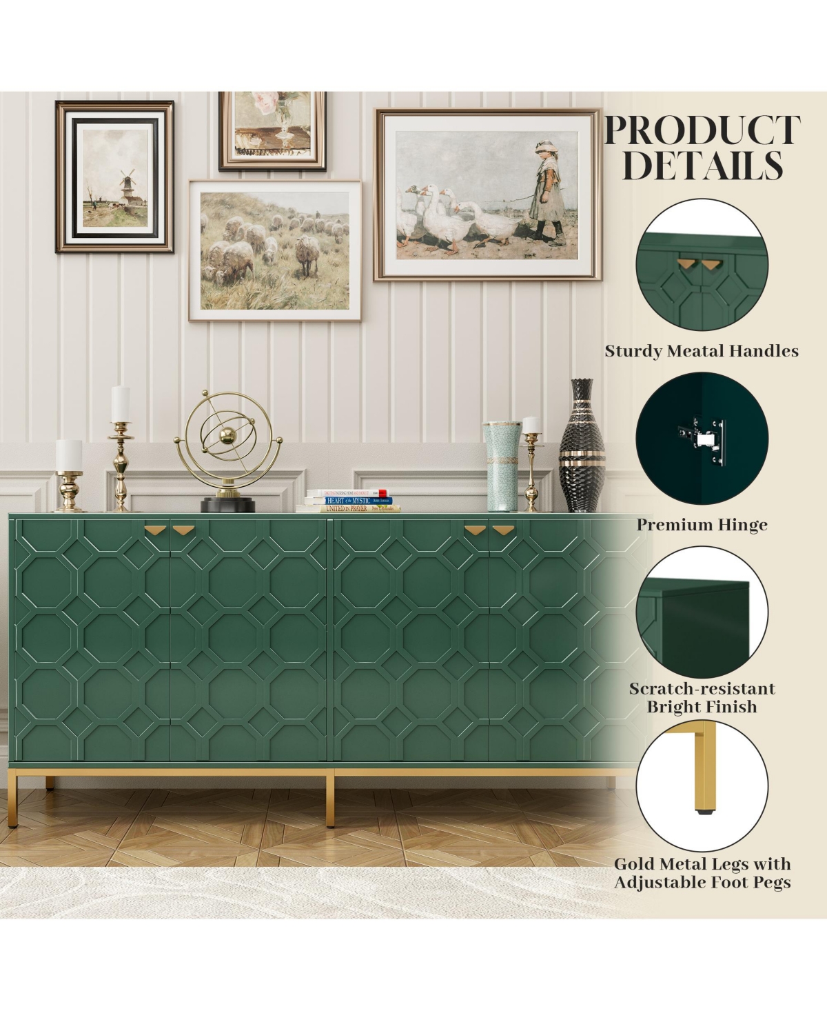 Boyel Living 4 Door Locker Accent Cabinet