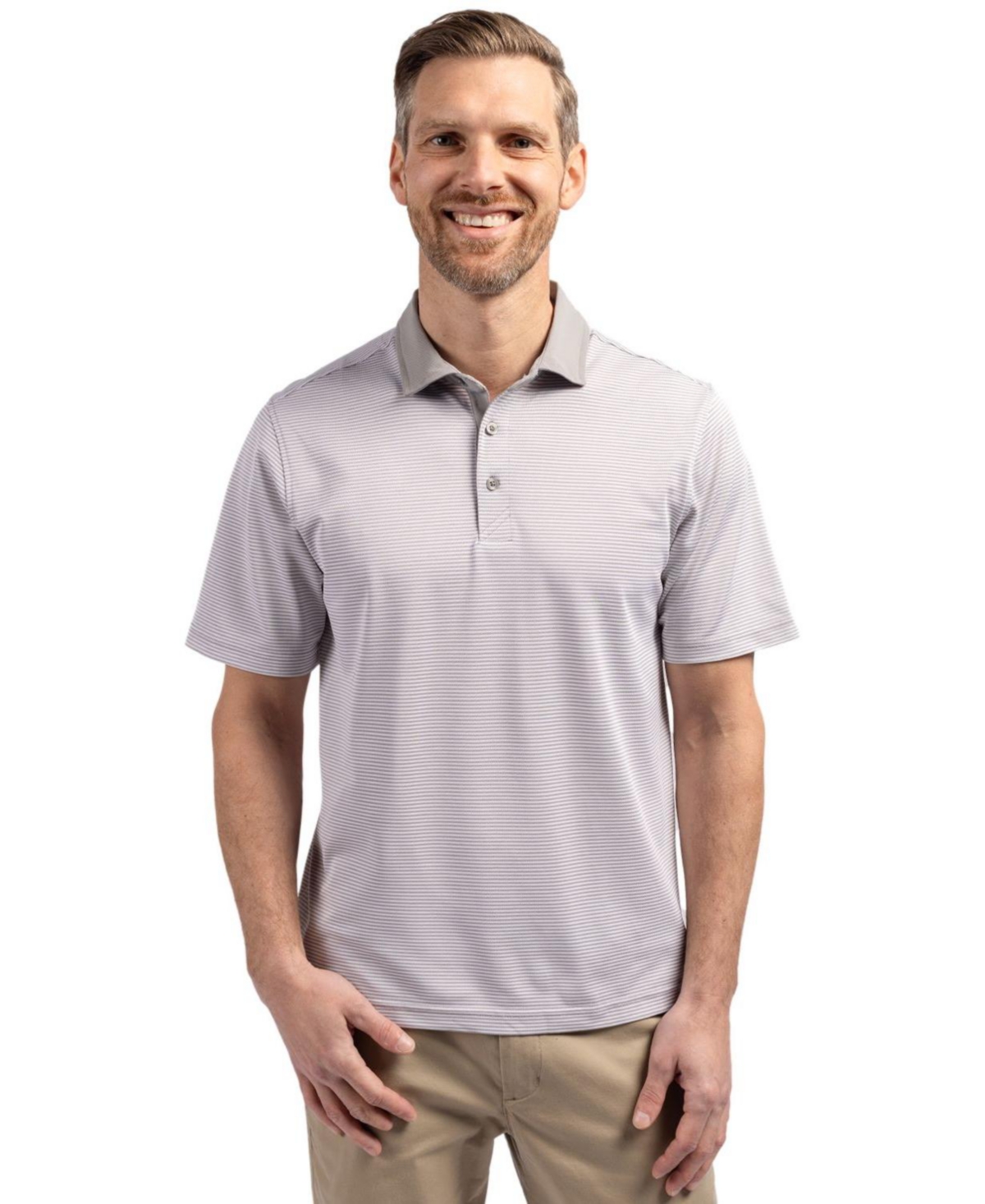 Cutter Buck Virtue Eco Pique Micro Stripe Recycled Mens Polo - Dark Grey