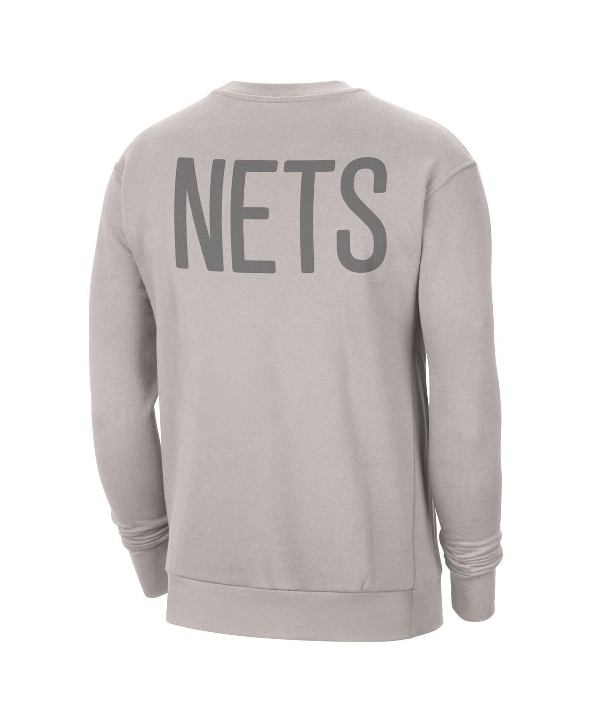 JORDAN MEN'S STONE BROOKLYN NETS COURTSIDE STATEMENT EDITION HEAVYWEIGHT PULLOVER SWEATSHIRT 