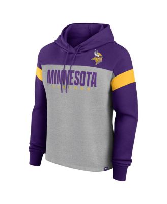 Women's Heather Gray/Purple Minnesota Vikings Bold Play Call Pullover Hoodie