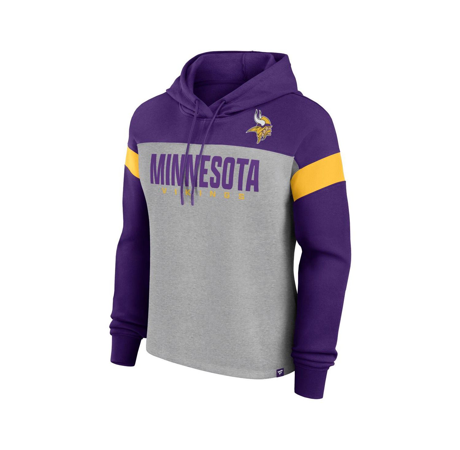 Women's Heather Gray/Purple Minnesota Vikings Bold Play Call Pullover Hoodie