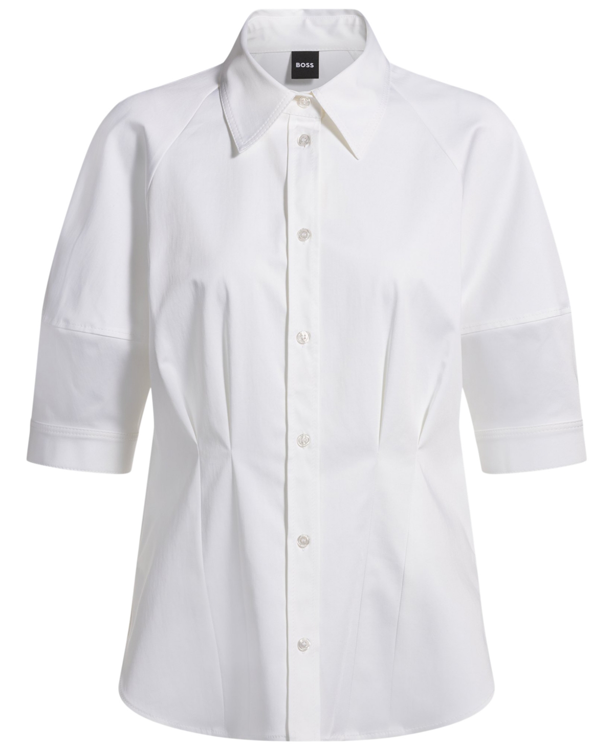 Hugo Boss Boss Belaurena Puff Elbow Sleeve Button-up Shirt In White