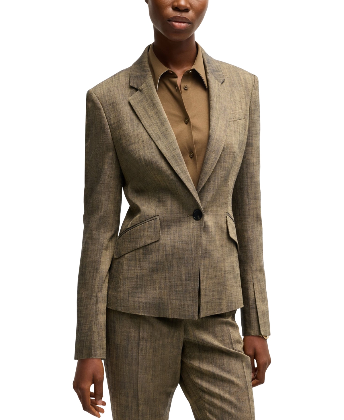 Hugo Boss Boss By  Women's Melange Slim-fit Blazer In Open Misc