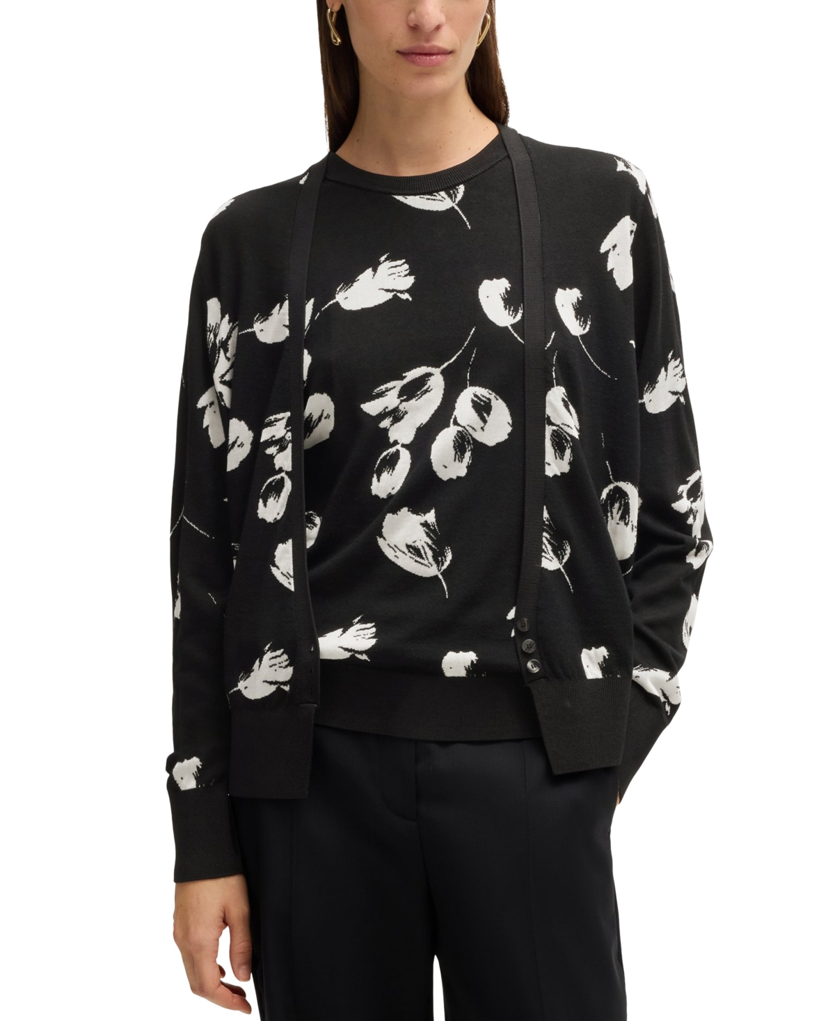 Hugo Boss Boss By  Women's Merino Wool-blend Cardigan In Open Misc