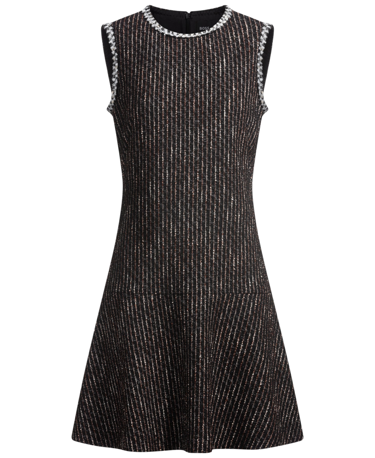 Hugo Boss Boss Datana Sleeveless Stripe Tweed Fit & Flare Dress In Open Misc